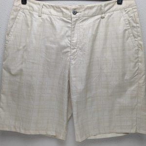 adidas Climalite Men's Activewear Golf Shorts Beige Cream Light Plaid Size 38